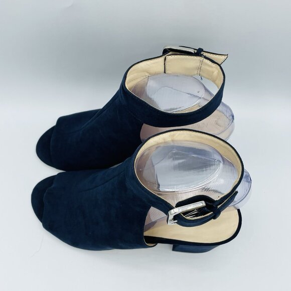 Nine West Shoes Womens Size 8.5 M Navy Blue Heels Open Toe Ankle Strap Sandals - Picture 6 of 12